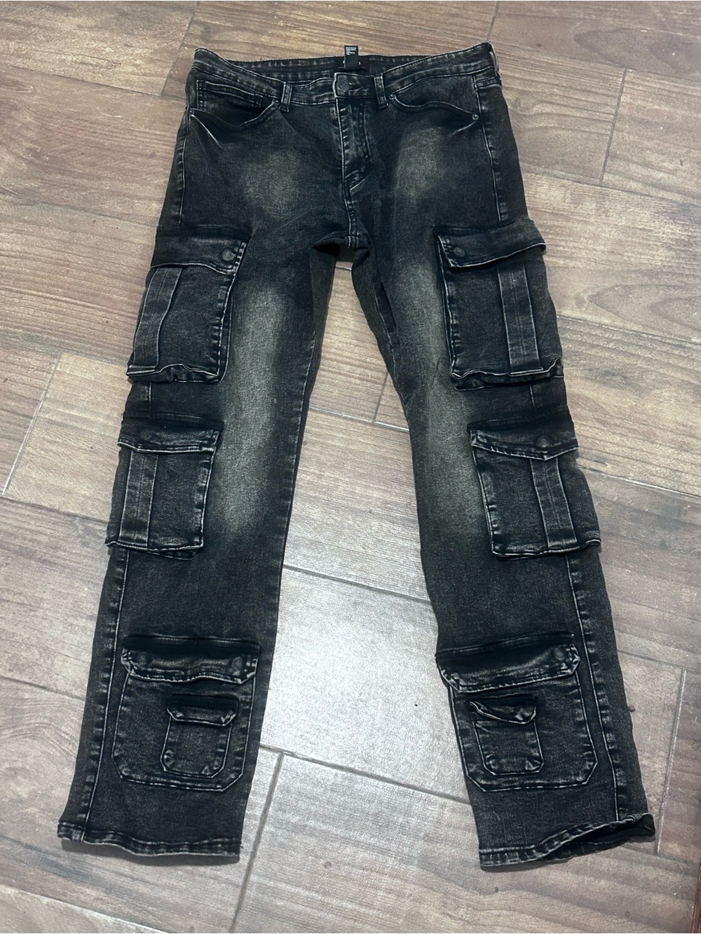 Forever 21 Black Washed Cargo Jeans